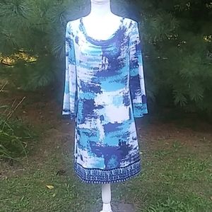 Style & Co. Bold Print 3/4 Sleeve Midi Dress